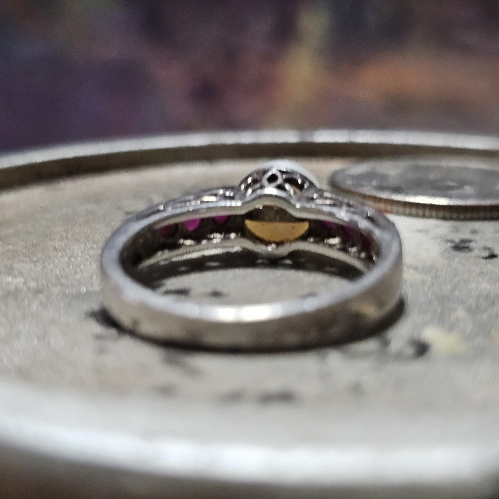 Pearl And Ruby Gemstone Ring 925 Silver Vintage S… - image 3